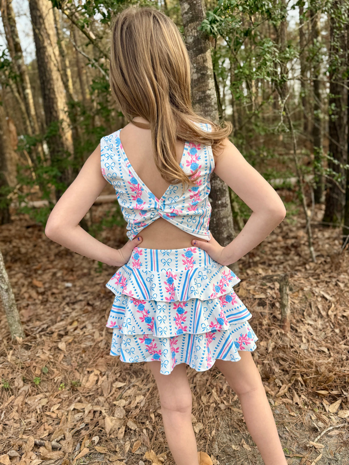 Girls Floral/Bows Skort Set-Ready for Pickup/RTS