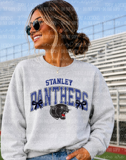 Stanley Panthers Mascot Bows Design- Short Sleeve Tee, Long Sleeve Tee, Sweatshirt