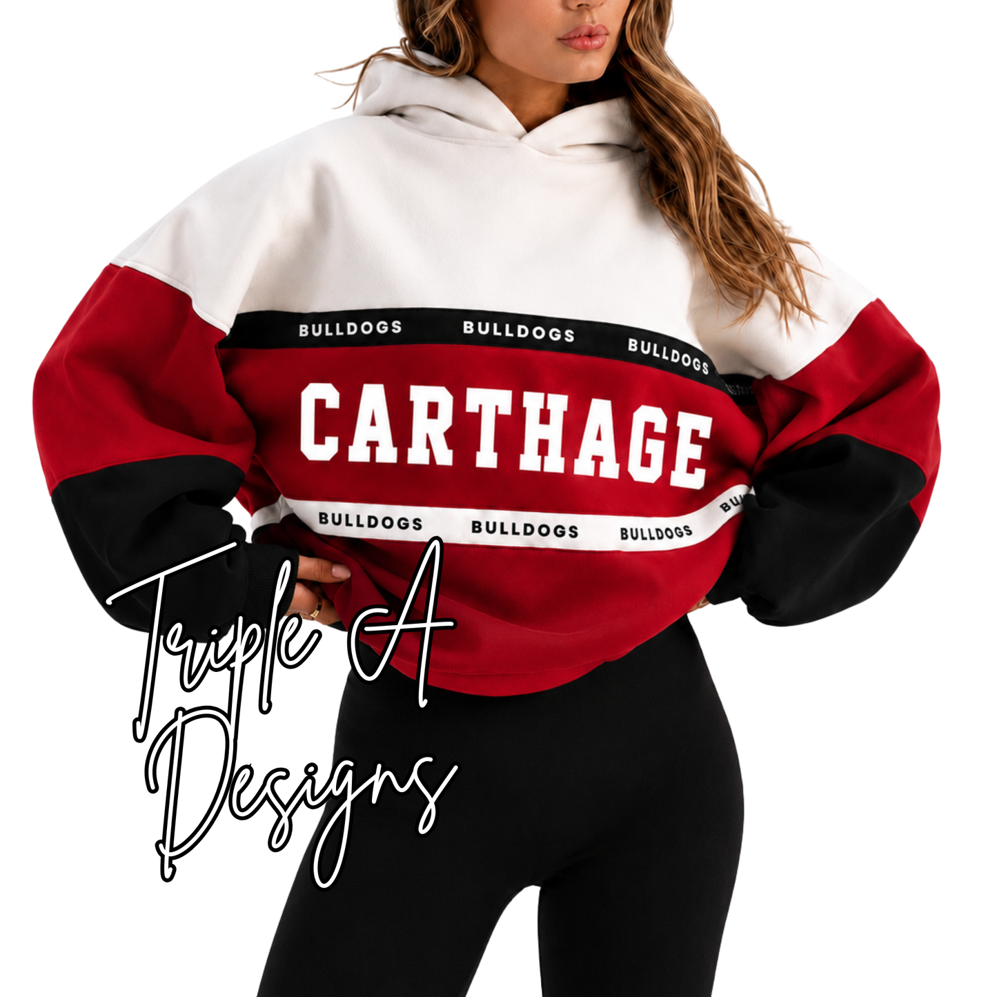 PRE-ORDER (ENDS July 27th, ETA OCTOBER) Carthage Embroidered Color Block Hoodie, Sweatshirt