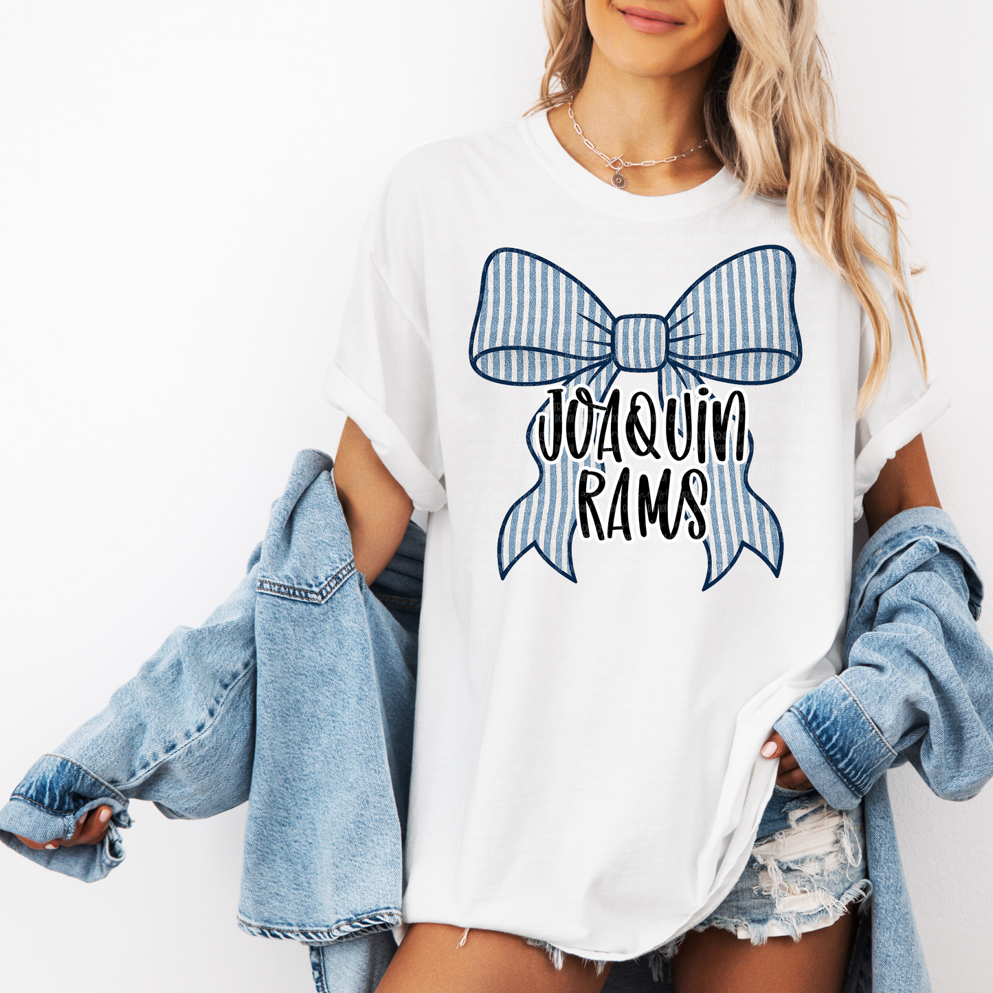 Joaquin Rams/Seersucker Bow-Short Sleeve Tee, Long Sleeve Tee, Sweatshirt