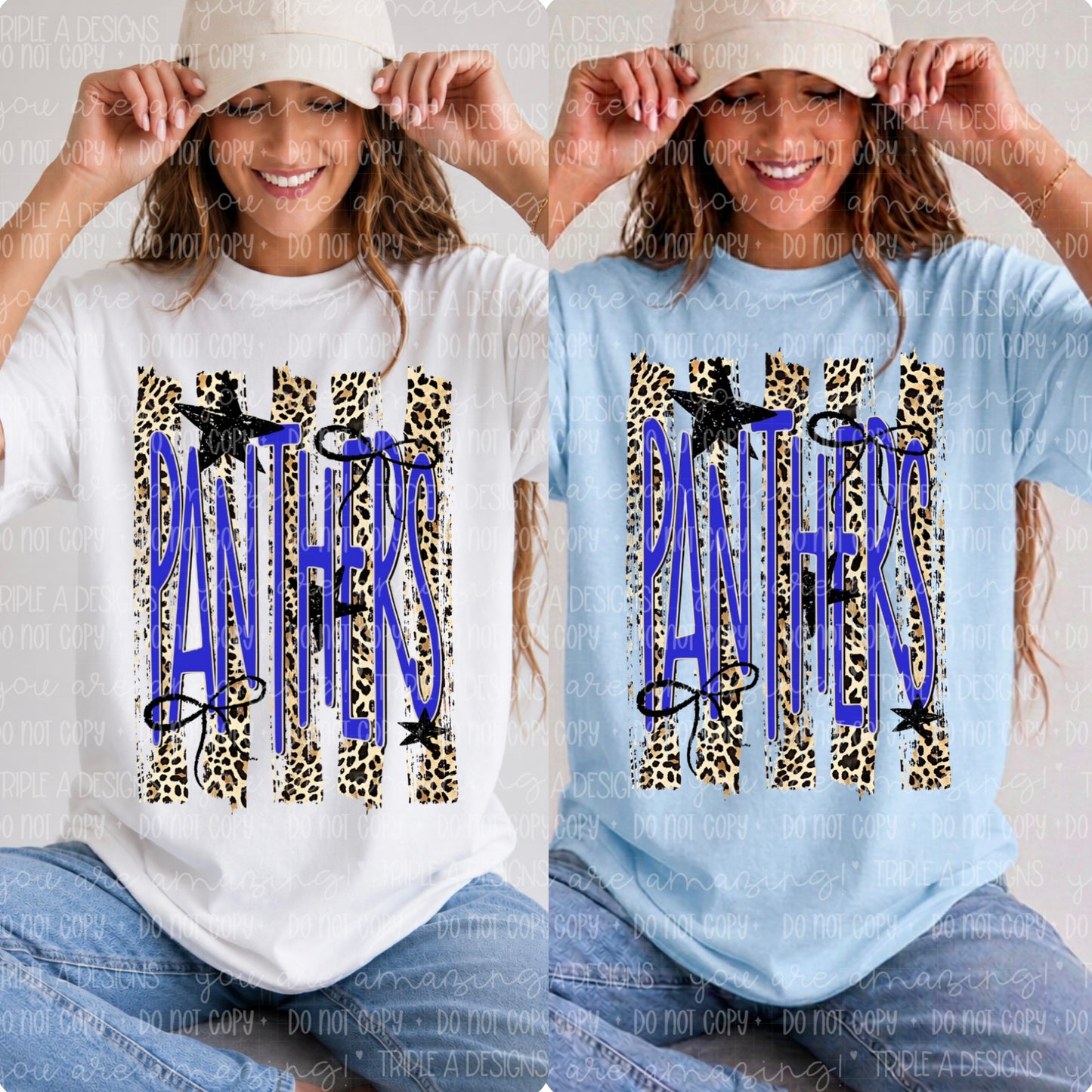 Stanley Panthers Leopard/Stars/Bows- Short Sleeve Tee, Long Sleeve Tee, Sweatshirt