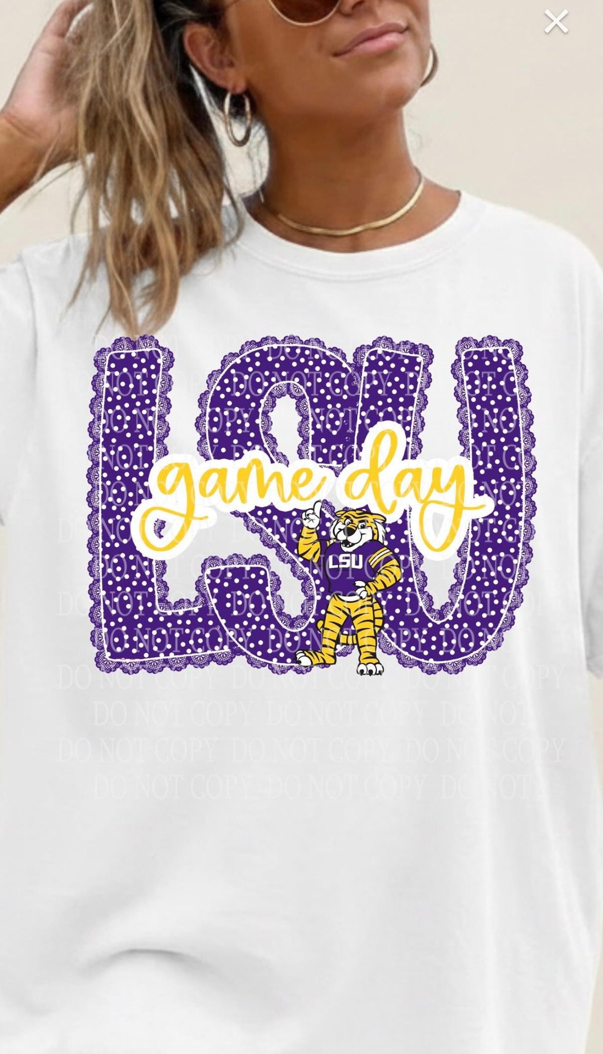 Game Day Tigers Polka Dot/ Lace Design- Short Sleeve Tee, Long Sleeve Tee, Sweatshirt