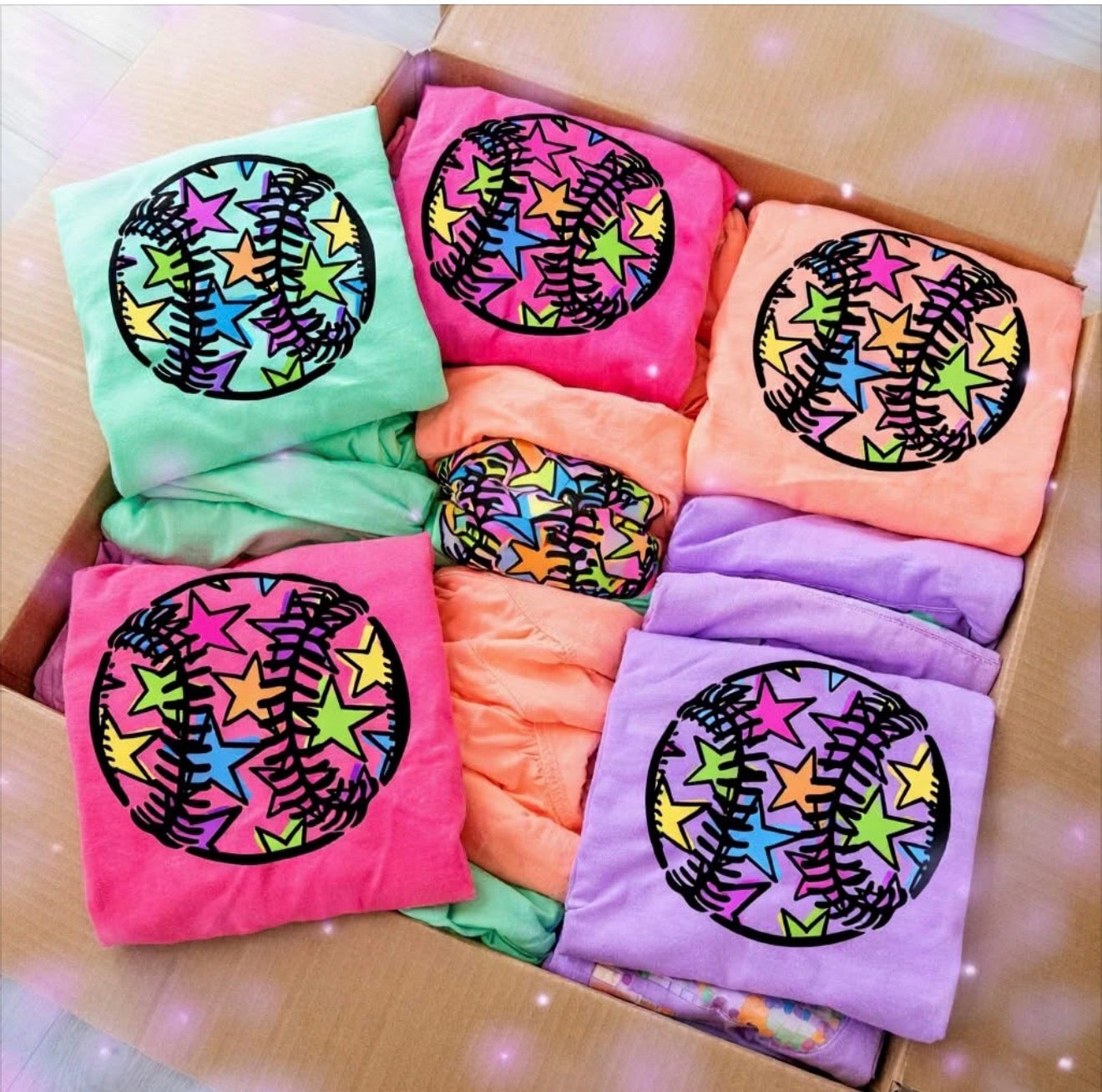 Colorful Star Baseball- Comfort Colors Short Sleeve Tee & Tank