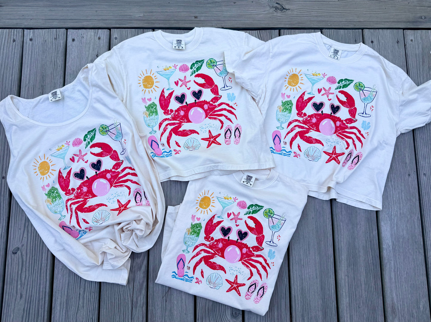 Bubblegum Crab- Short Sleeve Tee, Crop, Tank