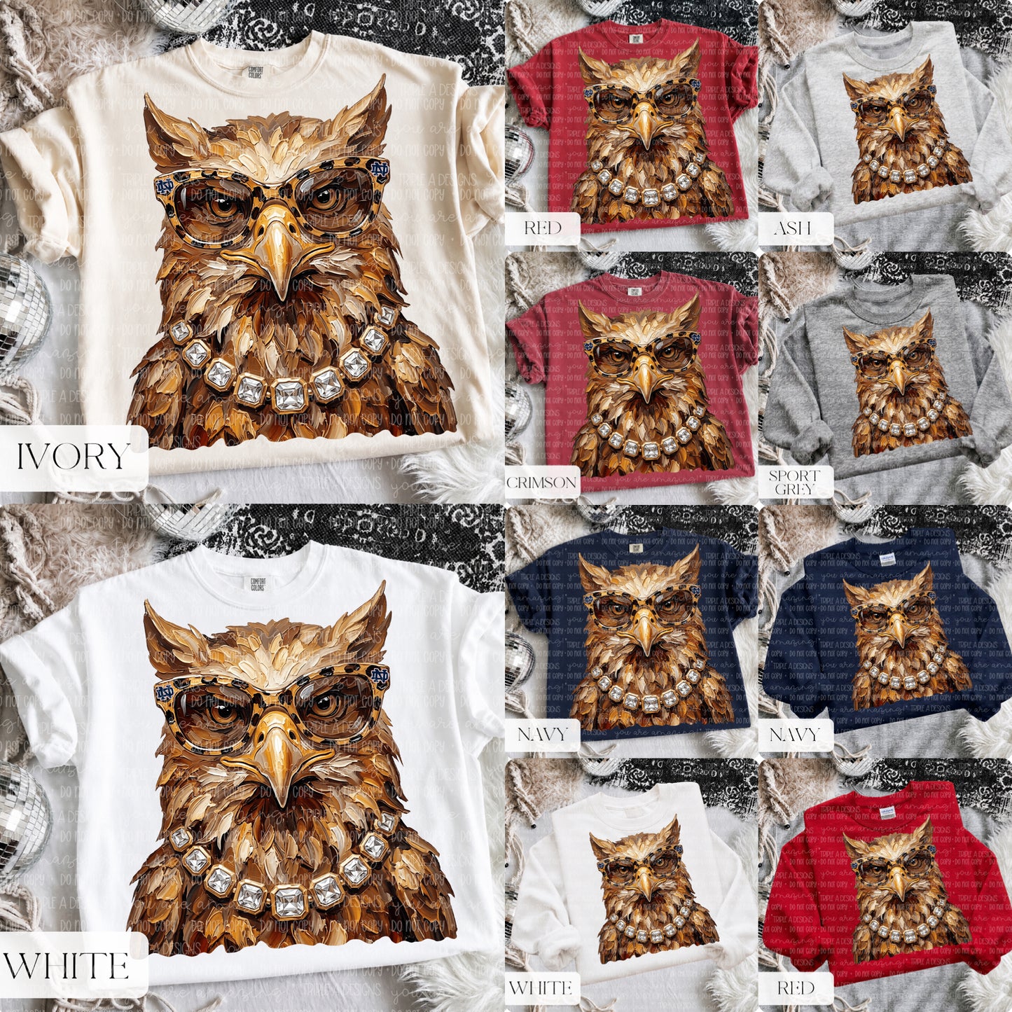 Glam Griffin w/leopard ND logo glasses- Short Sleeve Tee, Long Sleeve Tee, Sweatshirt