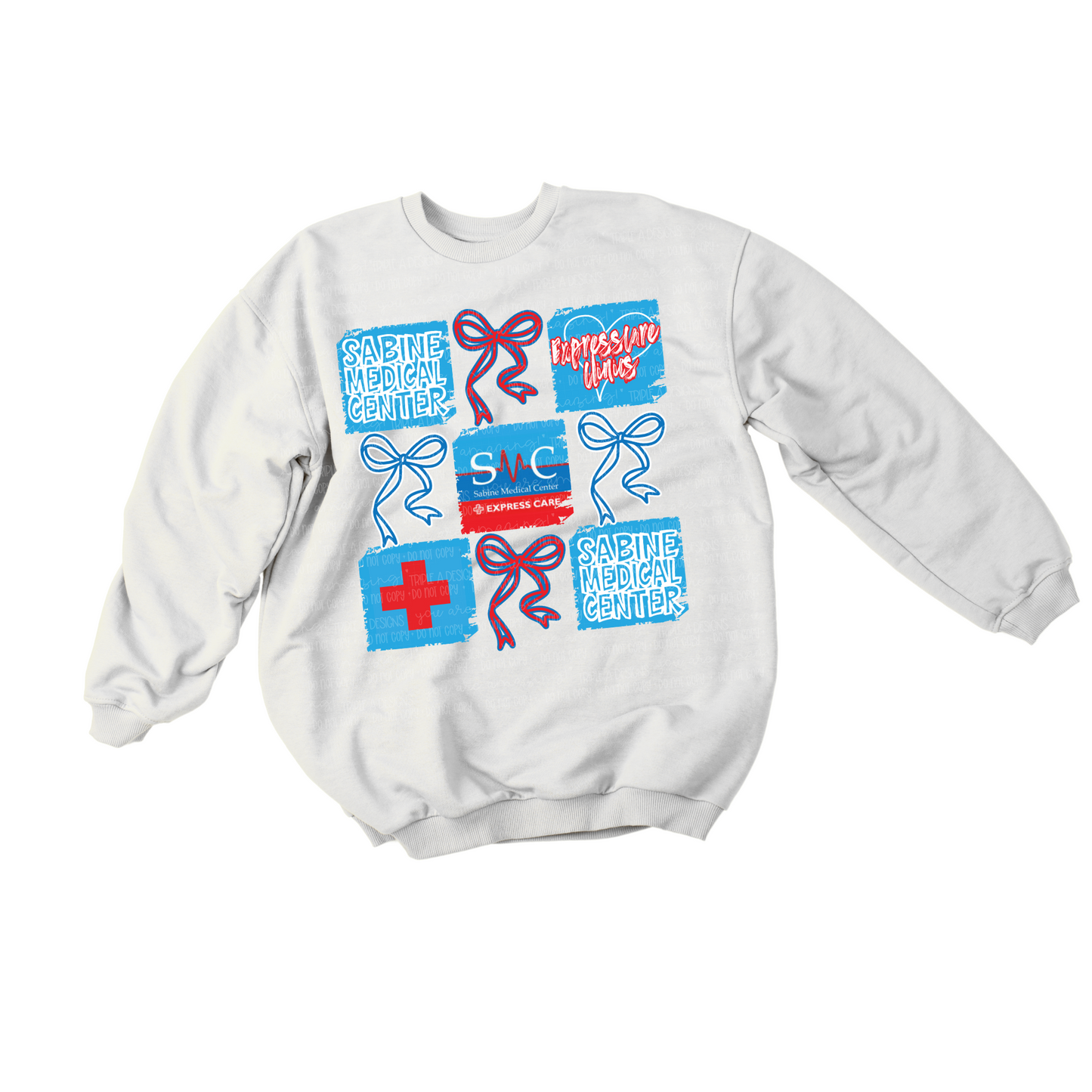 Express Care Clinics/Sabine Medical Center Bow/Block Design-Short Sleeve Tee, Long Sleeve Tee, Sweatshirt