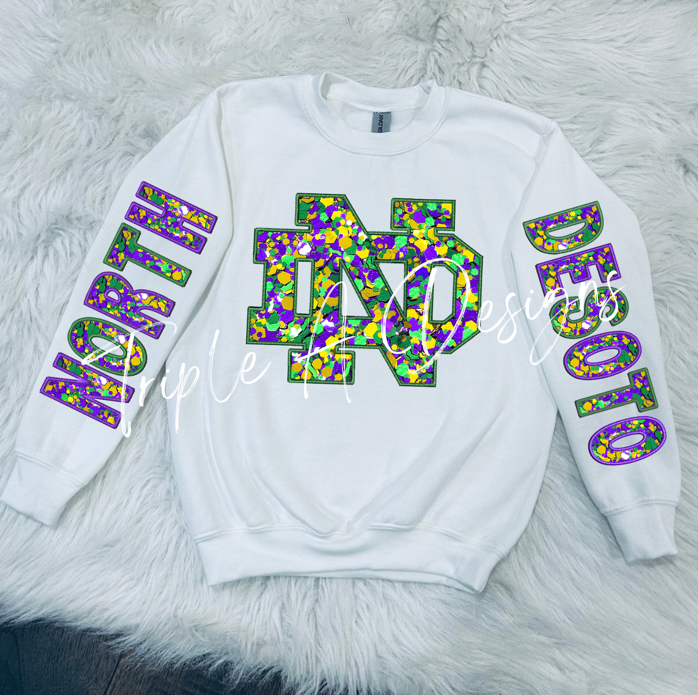 Faux Sequins Mardi Gras North Desoto - Long Sleeve Tee, Sweatshirt