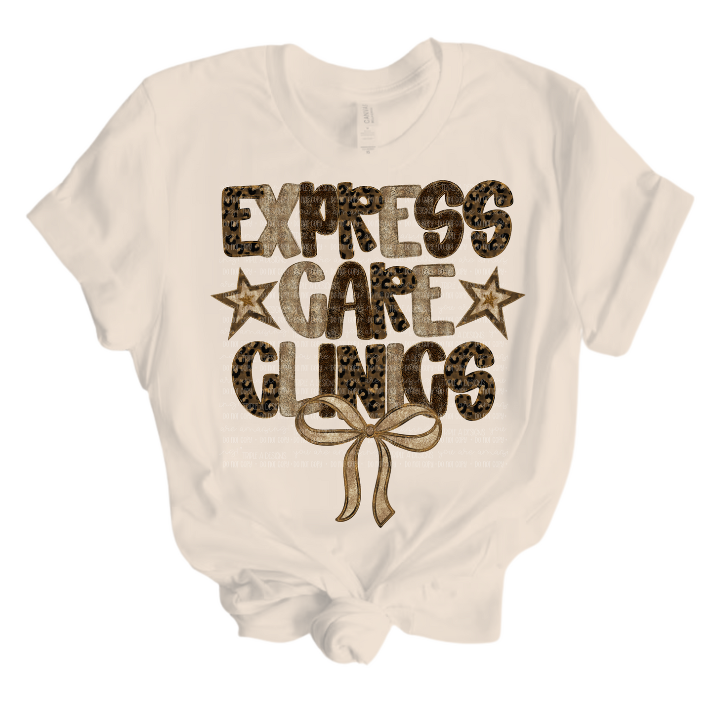 Express Care Clinics Leopard Foil Design-Short Sleeve Tee, Long Sleeve Tee, Sweatshirt