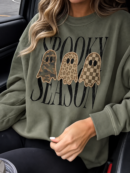 Spooky Season Retro Patch Ghost Sweatshirt
