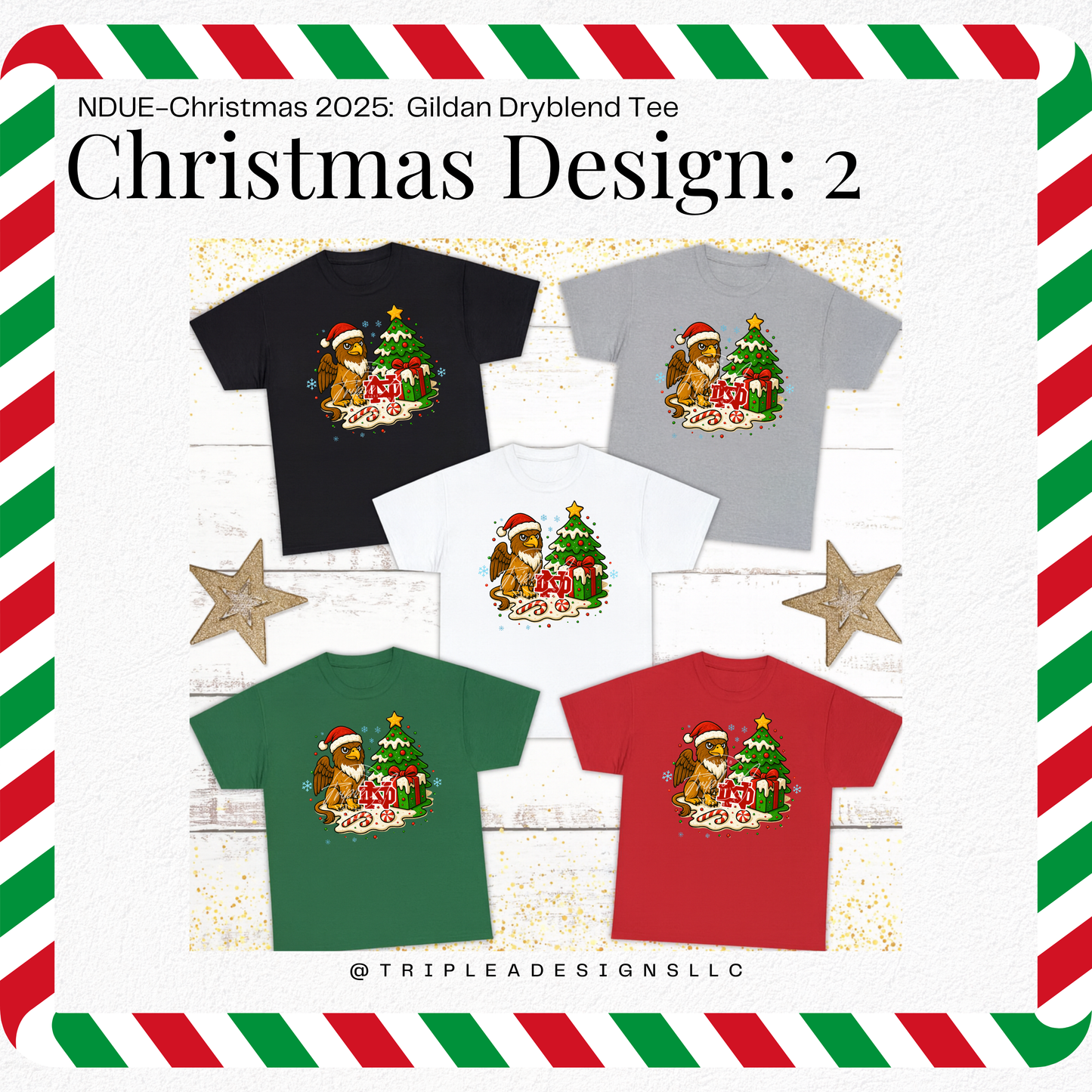 NDUE-Christmas 2025: Design 2: Gildan Dryblend Tee