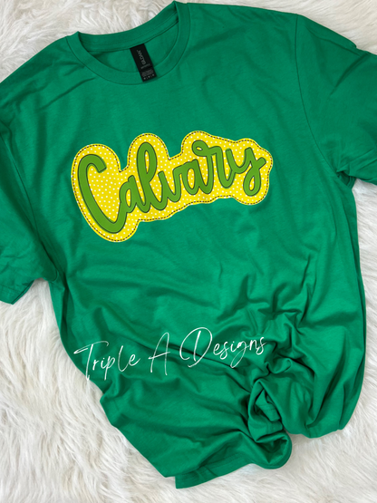 Calvary Cavaliers Design 027 Faux Applique polka dot-Short Sleeve Tee