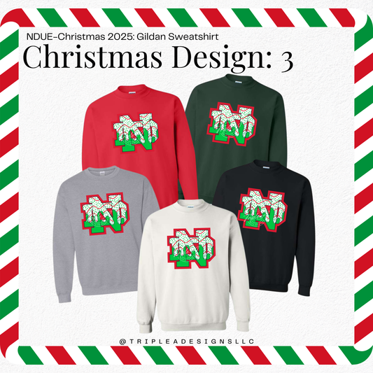 NDUE-Christmas 2025: Design 3: Gildan Sweatshirt