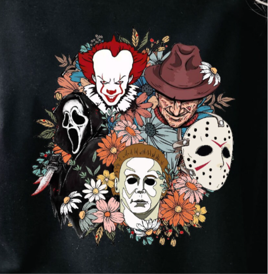 Floral Horror Movie Halloween Characters - DTF Transfer