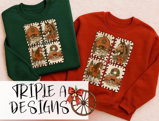 Farm Collage Christmas - Short Sleeve Tee, Sweatshirt