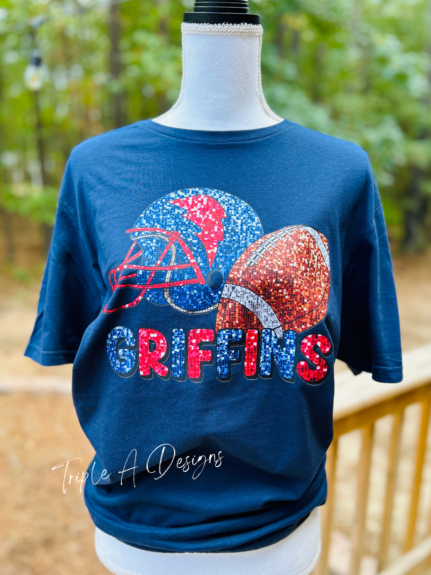 North Desoto Griffins Football Design 003-Faux Sequins- Short Sleeve Tee, Long Sleeve Tee, Sweatshirt, Hoodie