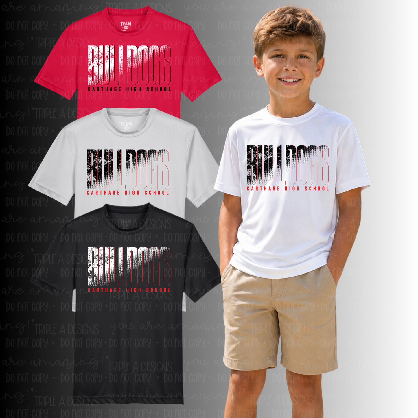 Bulldogs-Carthage High School Distressed Design