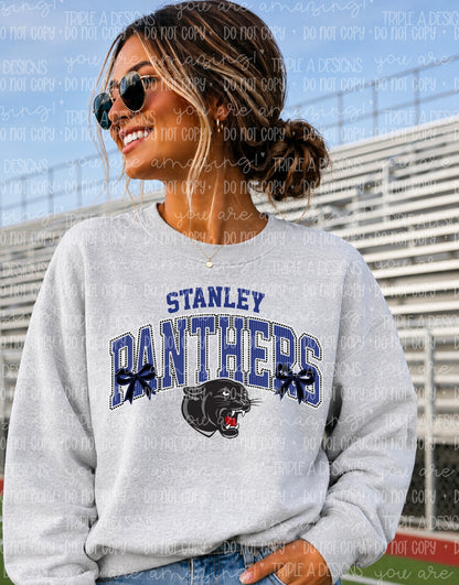 Stanley Panthers Mascot Bows Design- Short Sleeve Tee, Long Sleeve Tee, Sweatshirt