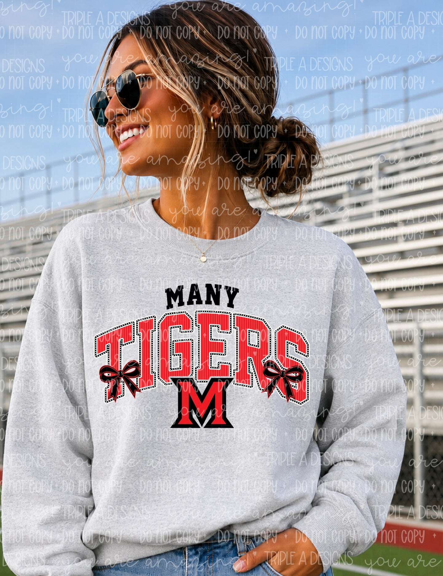 Many Floral Mascot Bows Design- Short Sleeve Tee, Long Sleeve Tee, Sweatshirt