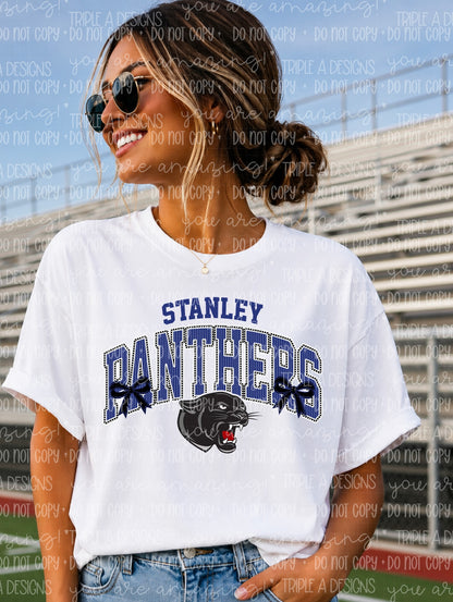 Stanley Panthers Mascot Bows Design- Short Sleeve Tee, Long Sleeve Tee, Sweatshirt