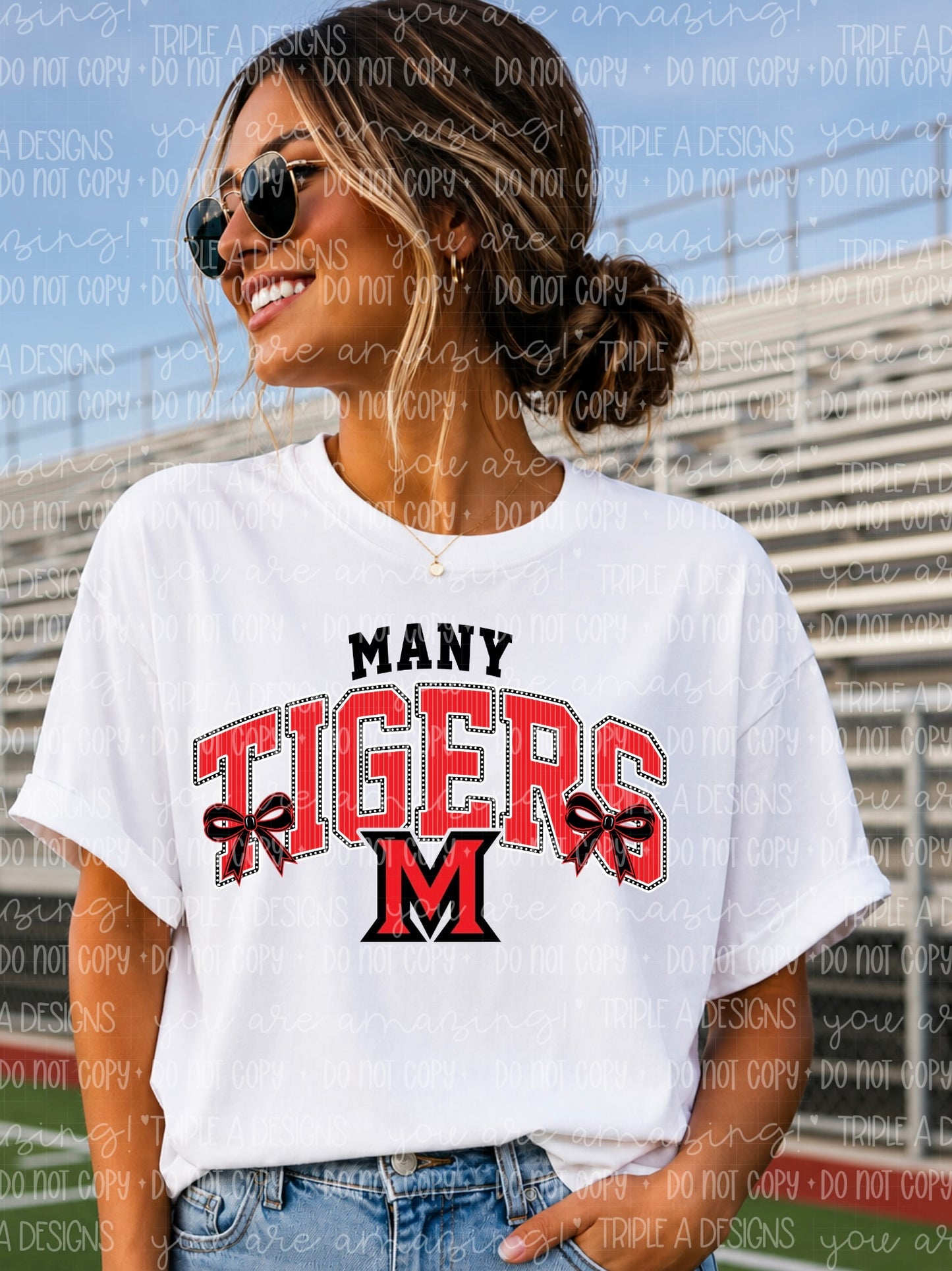 Many Floral Mascot Bows Design- Short Sleeve Tee, Long Sleeve Tee, Sweatshirt
