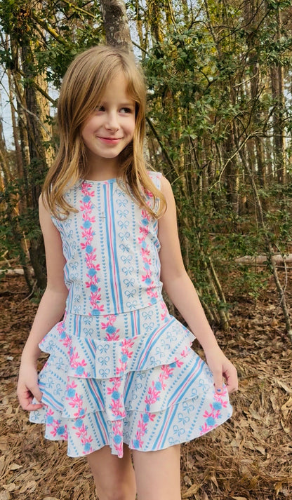 Girls Floral/Bows Skort Set-Ready for Pickup/RTS