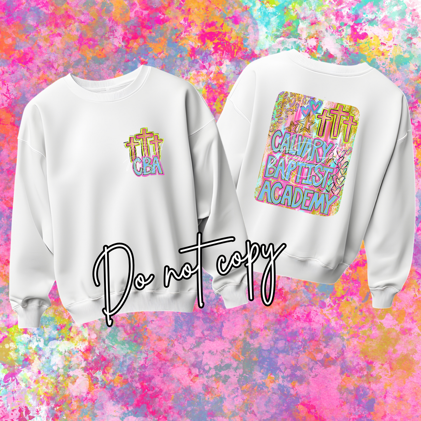 Calvary Baptist Academy Trendy Preppy Cross Design - Short Sleeve Tee, Long Sleeve Tee, Sweatshirt