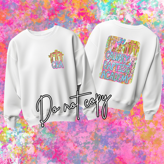 Calvary Baptist Academy Trendy Preppy Cross Design - Short Sleeve Tee, Long Sleeve Tee, Sweatshirt