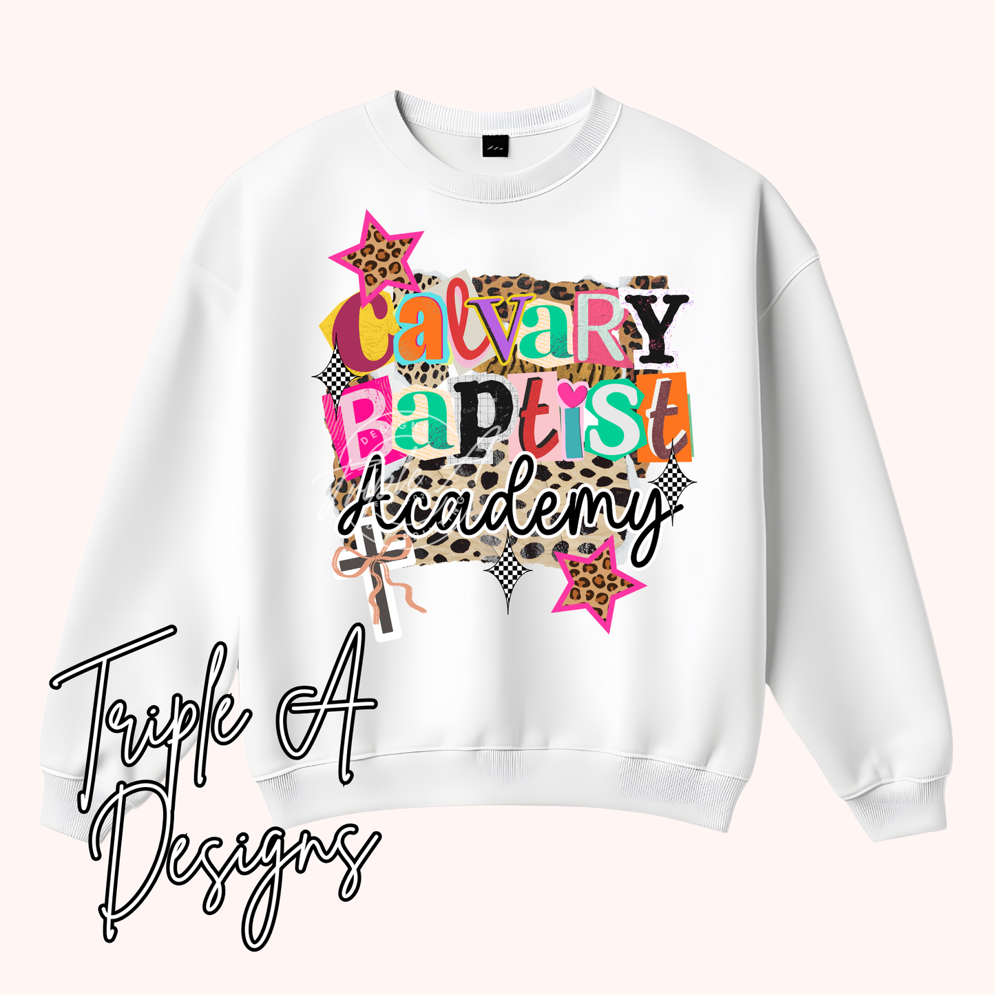 Calvary Baptist Academy Trendy Preppy Jesus Design - Short Sleeve Tee, Long Sleeve Tee, Sweatshirt