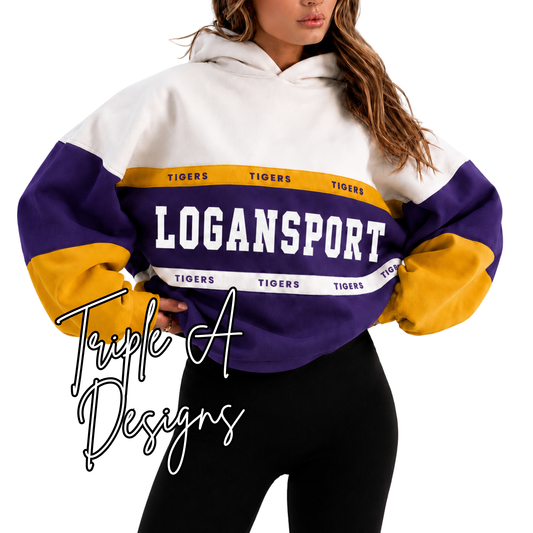 PRE-ORDER (ENDS July 27th, ETA OCTOBER) Logansport Embroidered Color Block Hoodie, Sweatshirt