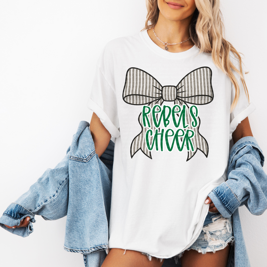 Rebels Cheer/Seersucker Bow-Short Sleeve Tee, Long Sleeve Tee, Sweatshirt