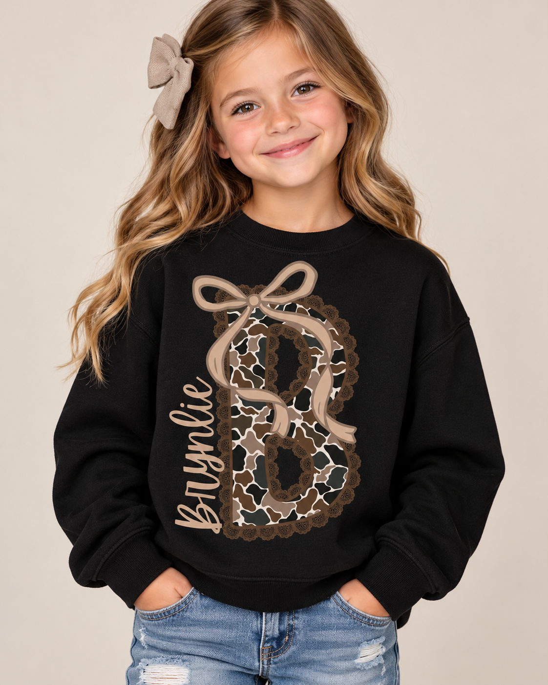 Custom Camo Lace Name/Letter- Short Sleeve Tee, Long Sleeve, Sweatshirt