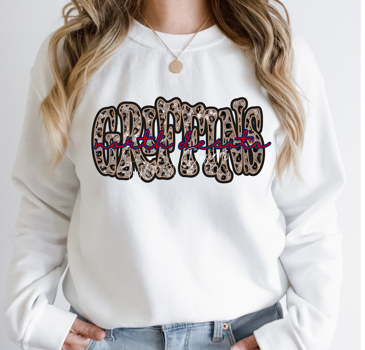 Faux Leopard Sequins "Griffins" -Long Sleeve Tee, Sweatshirt