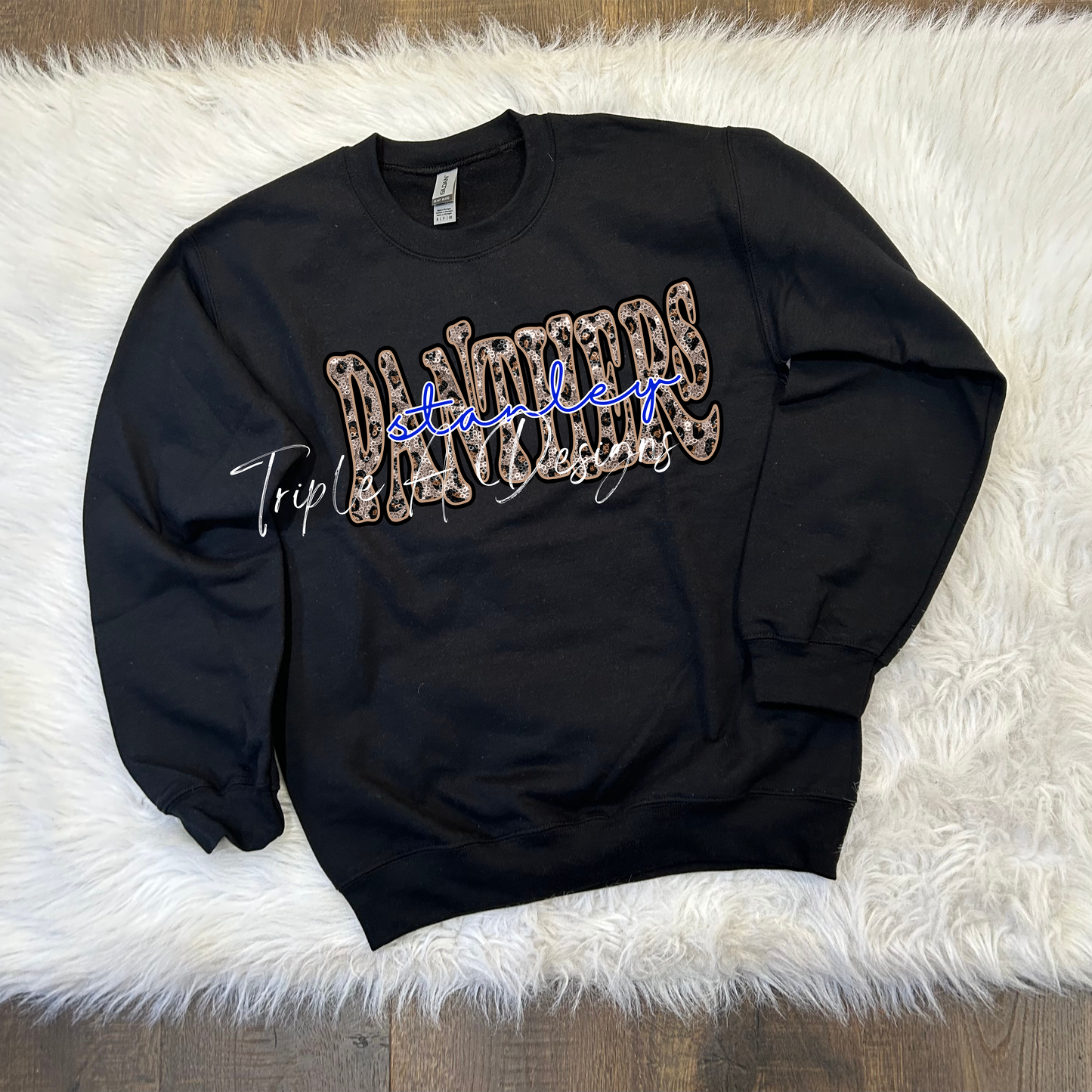 Faux Leopard Sequins "Panthers" -Long Sleeve Tee, Sweatshirt