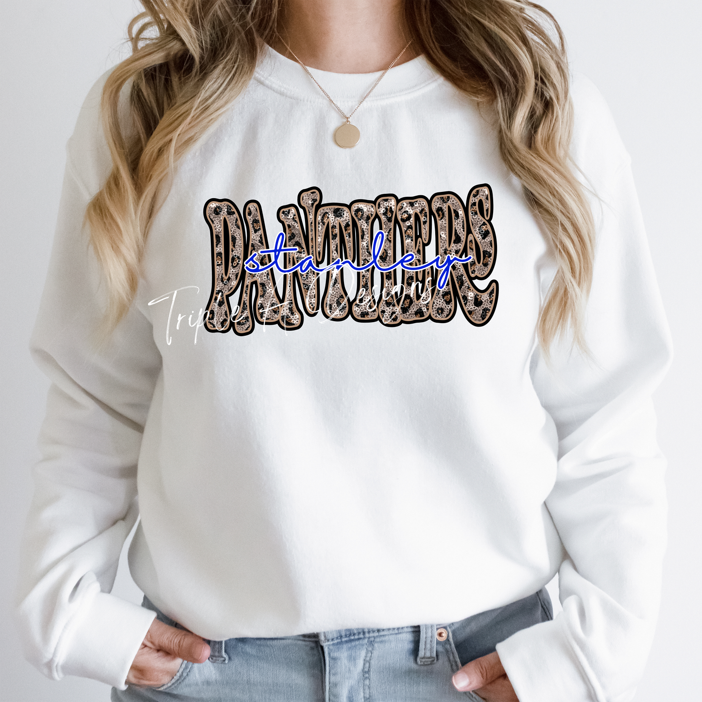 Faux Leopard Sequins "Panthers" -Long Sleeve Tee, Sweatshirt