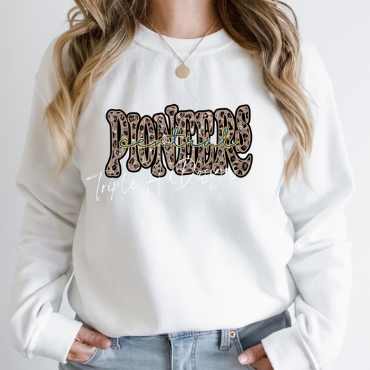 Faux Leopard Sequins "Pioneers" -Long Sleeve Tee, Sweatshirt