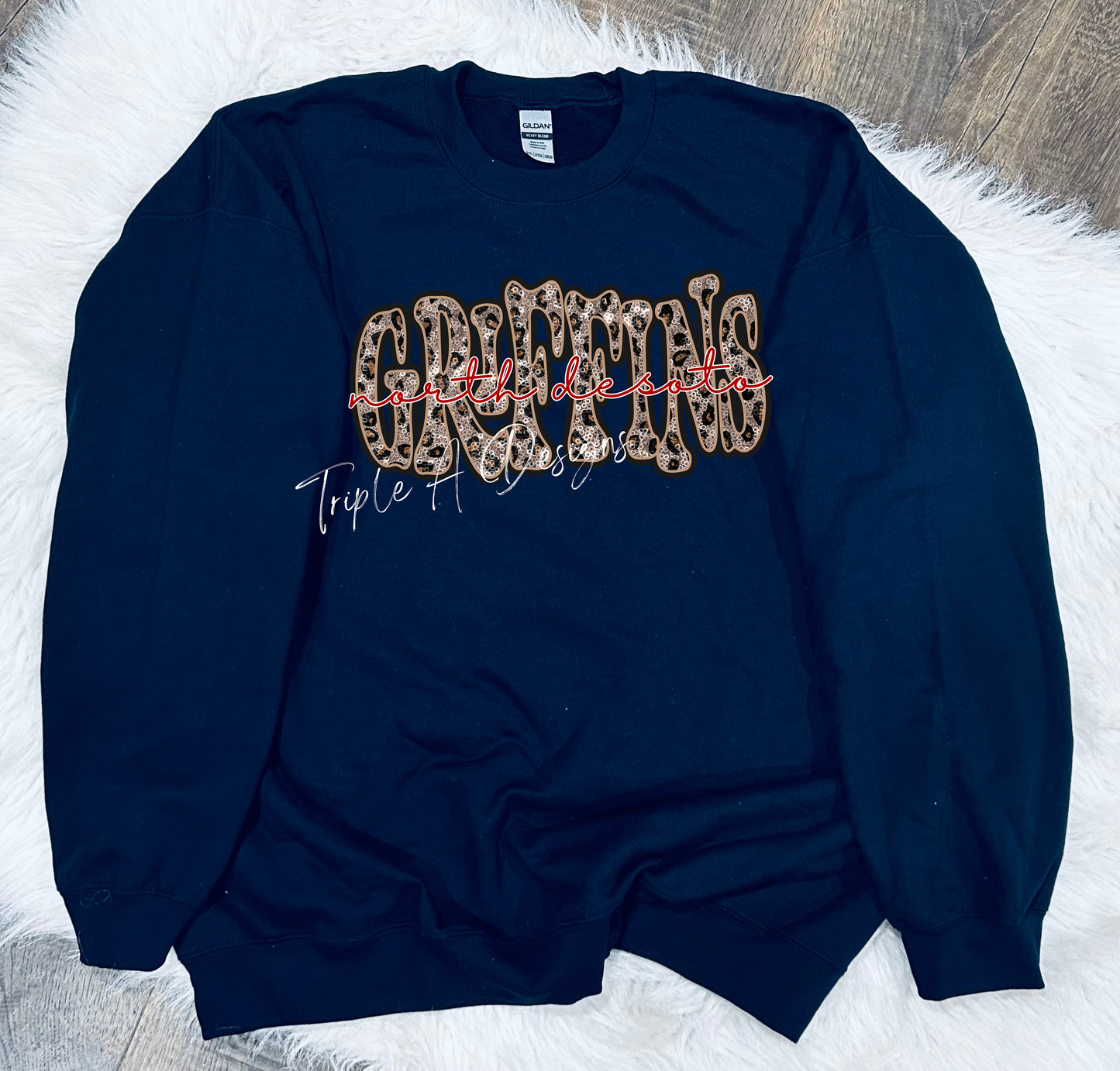 Faux Leopard Sequins "Griffins" -Long Sleeve Tee, Sweatshirt