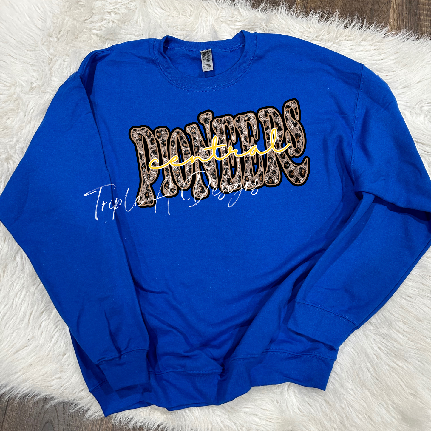 Faux Leopard Sequins "Pioneers" -Long Sleeve Tee, Sweatshirt