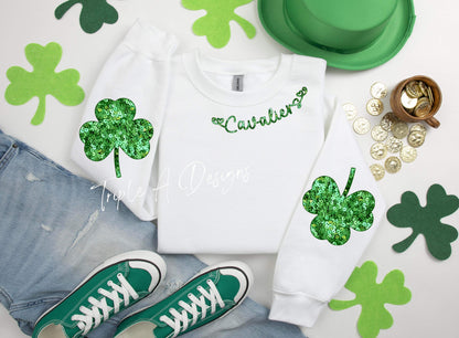 St. Patrick’s Day Faux Sequins Calvary Cavaliers - Long Sleeve Tee, Sweatshirt