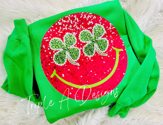 St. Patty’s Day Smiley Face-Short Sleeve Tee, Long Sleeve Tee, Sweatshirt