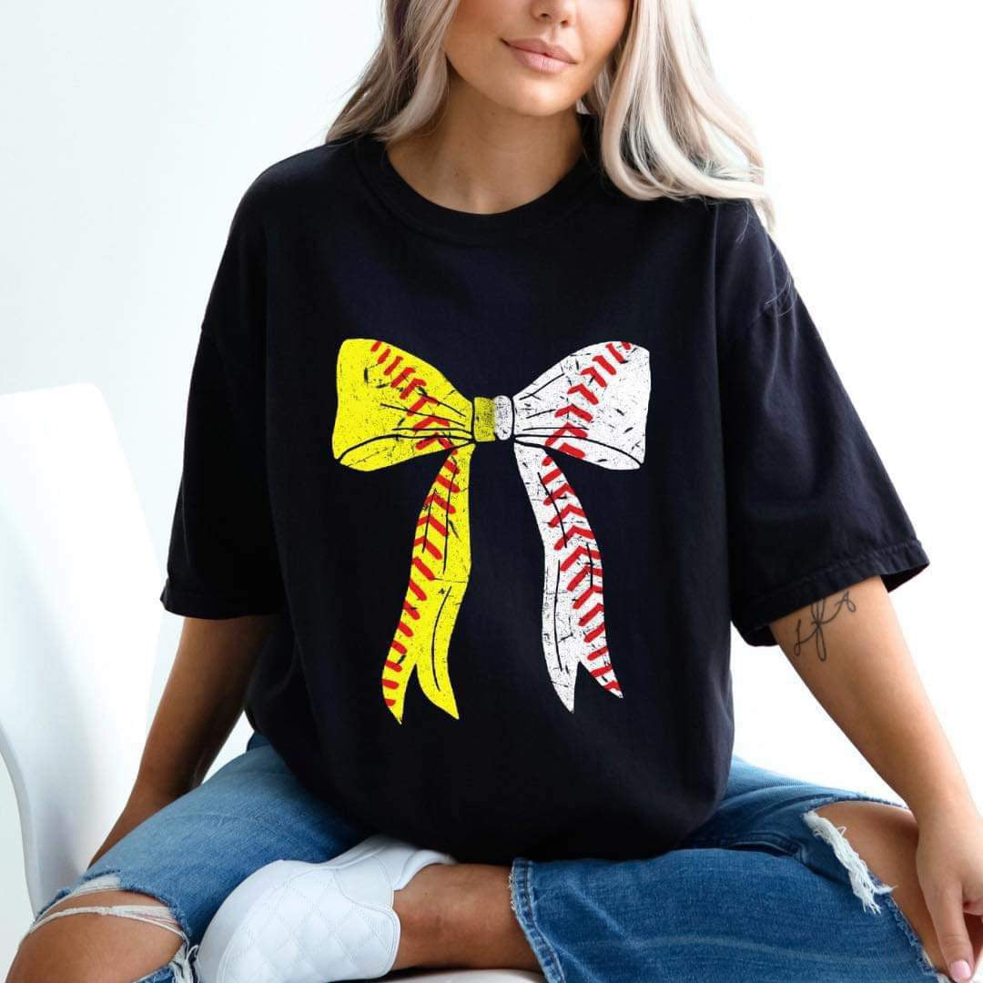 Sports Print Coquette Bow - Adult Short Sleeve Tee