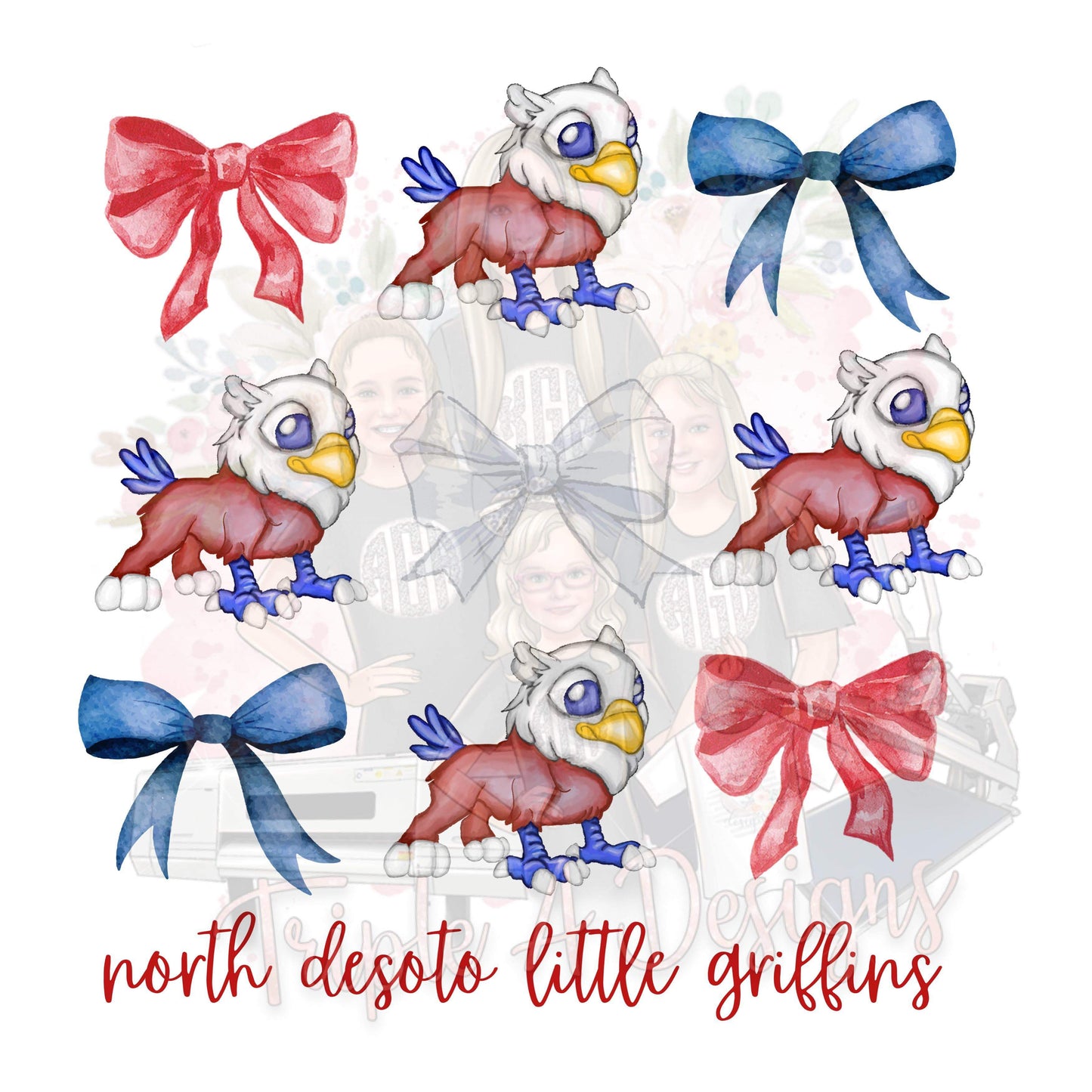 North Desoto Griffins Coquette Bow Print - DTF Transfer