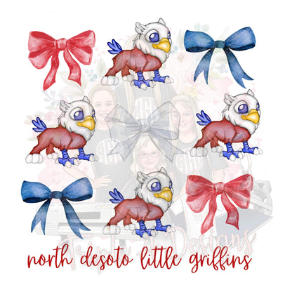 North Desoto Griffins Coquette Bow Print - DTF Transfer