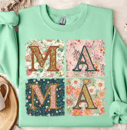 Floral Print MAMA - Adult Short Sleeve Tee, Long Sleeve, Sweatshirt