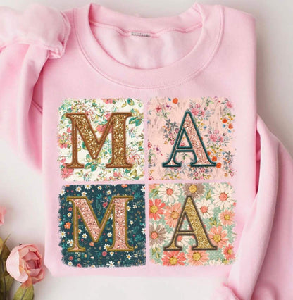 Floral Print MAMA - Adult Short Sleeve Tee, Long Sleeve, Sweatshirt