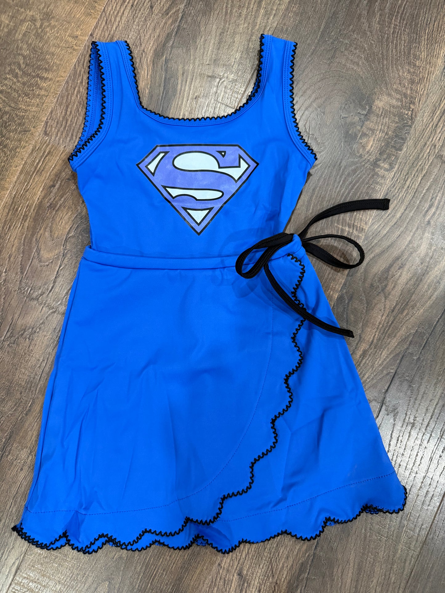 Stanley Superman Logo-Custom School Scalloped Dress-Ready for Pickup/RTS