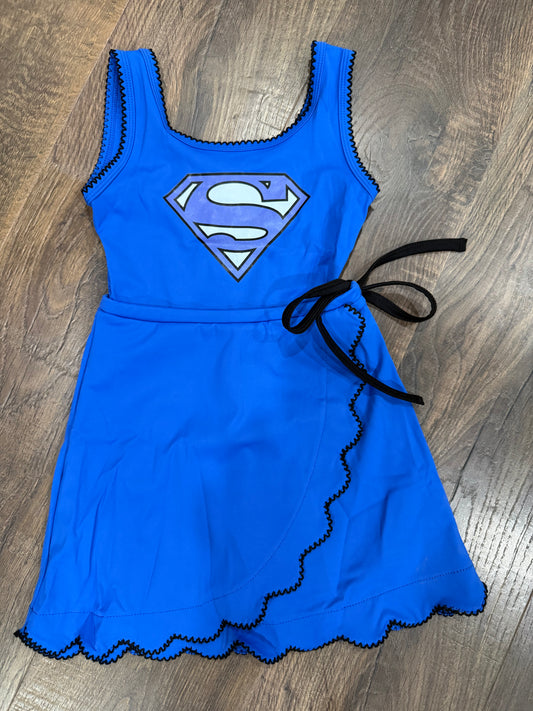 Stanley Superman Logo-Custom School Scalloped Dress-Ready for Pickup/RTS