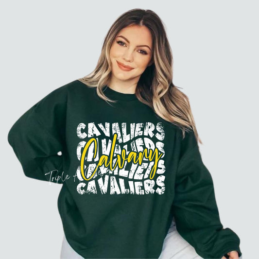 Calvary Cavaliers Distressed Wave - Short Sleeve Tee, Long Sleeve Tee, Sweatshirt, Hoodie