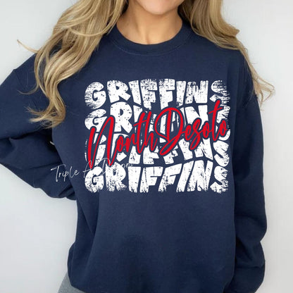 North Desoto Griffins Distressed Wave - DTF Transfer