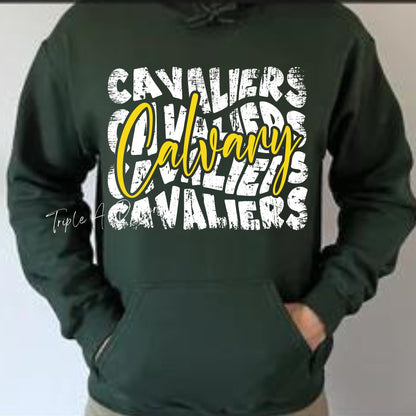 Calvary Cavaliers Distressed Wave - Short Sleeve Tee, Long Sleeve Tee, Sweatshirt, Hoodie