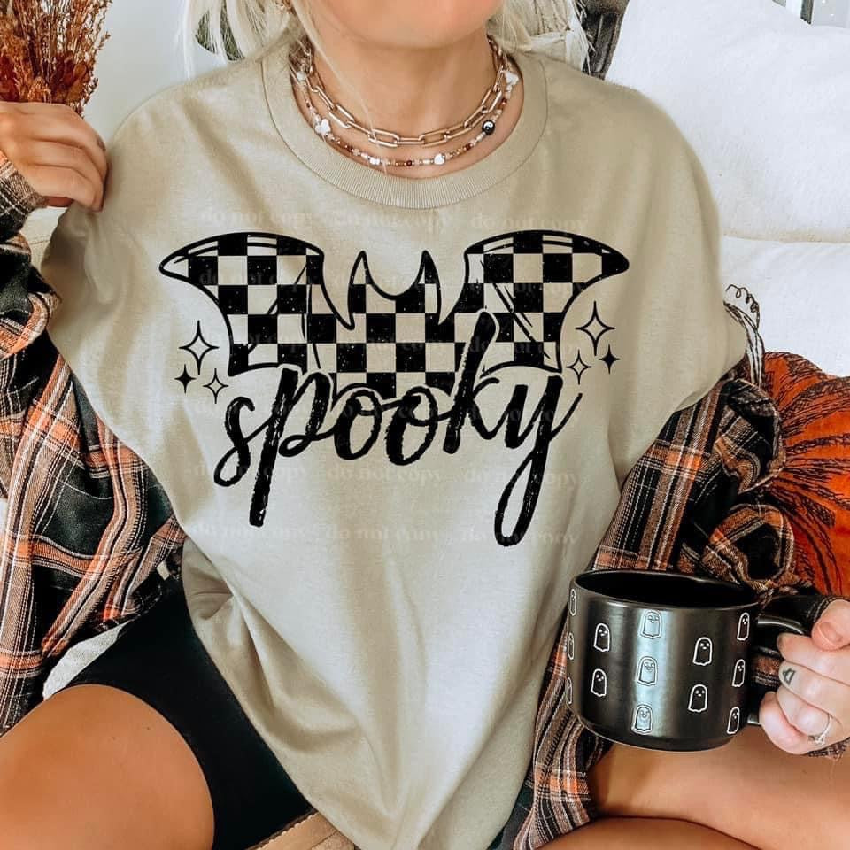 Checkered Bat “Spooky” - Short Sleeve Tee, Long Sleeve Tee, Sweatshirt